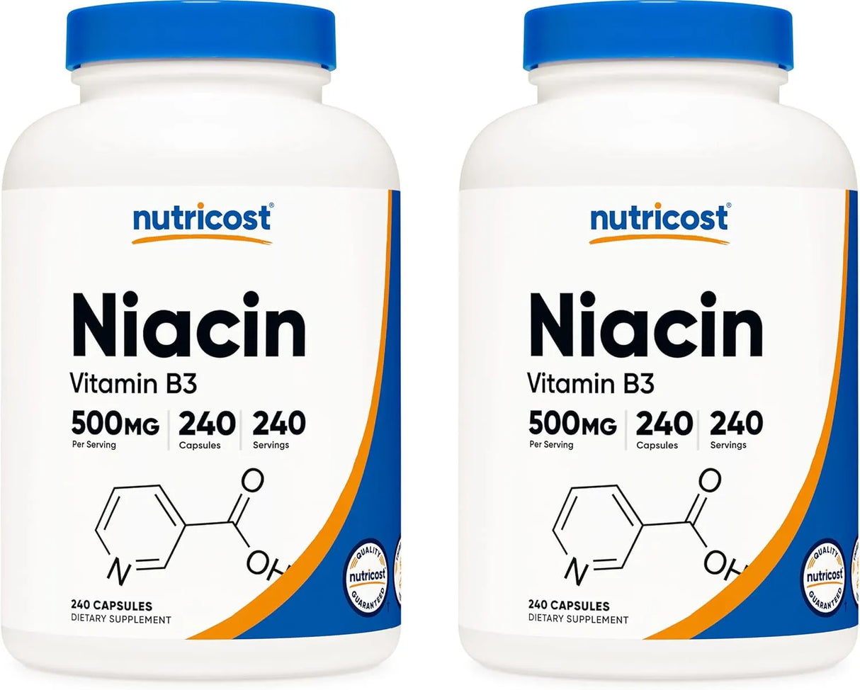 NUTRICOST - Nutricost Niacin 500Mg. 240 Capsulas 2 Pack - The Red Vitamin MX - Suplementos Alimenticios - {{ shop.shopifyCountryName }}