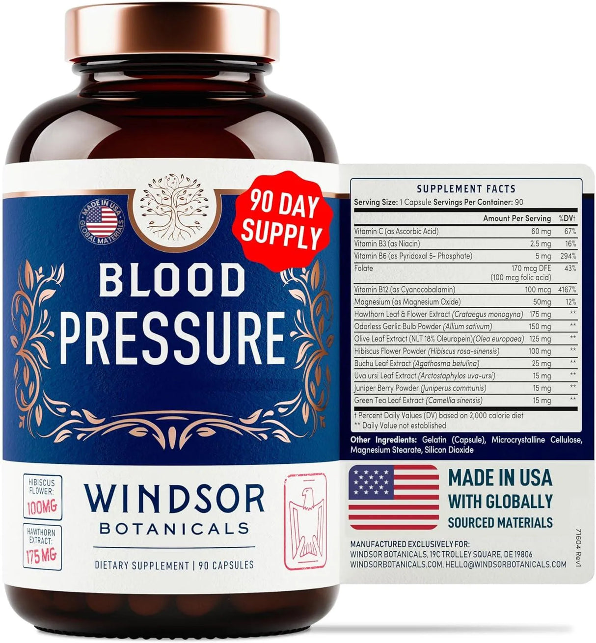 WINDSOR BOTANICALS - WINDSOR BOTANICALS Blood Pressure Support 90 Capsulas - The Red Vitamin MX - Suplementos Alimenticios - {{ shop.shopifyCountryName }}