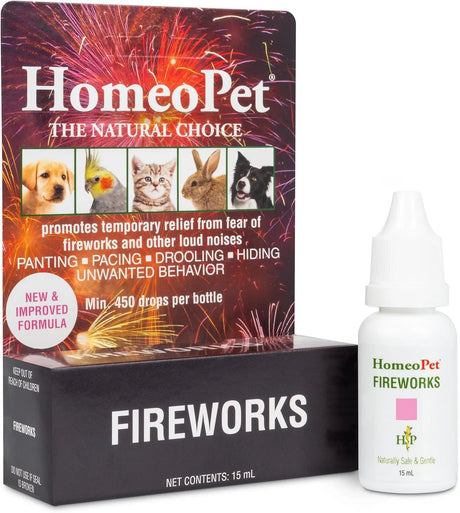 HOMEOPET - HomeoPet Fireworks Safe and Natural Loud-Noise-Anxiety Calming Supplement 15Ml. - The Red Vitamin MX - Relajantes Para Perros - {{ shop.shopifyCountryName }}
