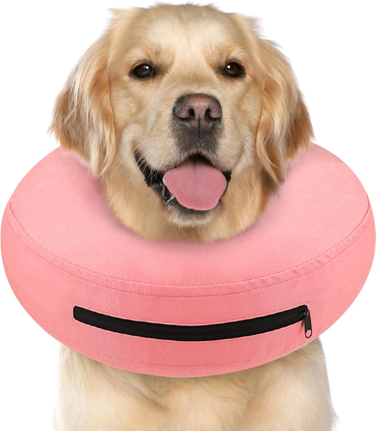 Toptakeit Elevated Inflatable Dog Collar SOLID PINKT LARGE 11"-14"