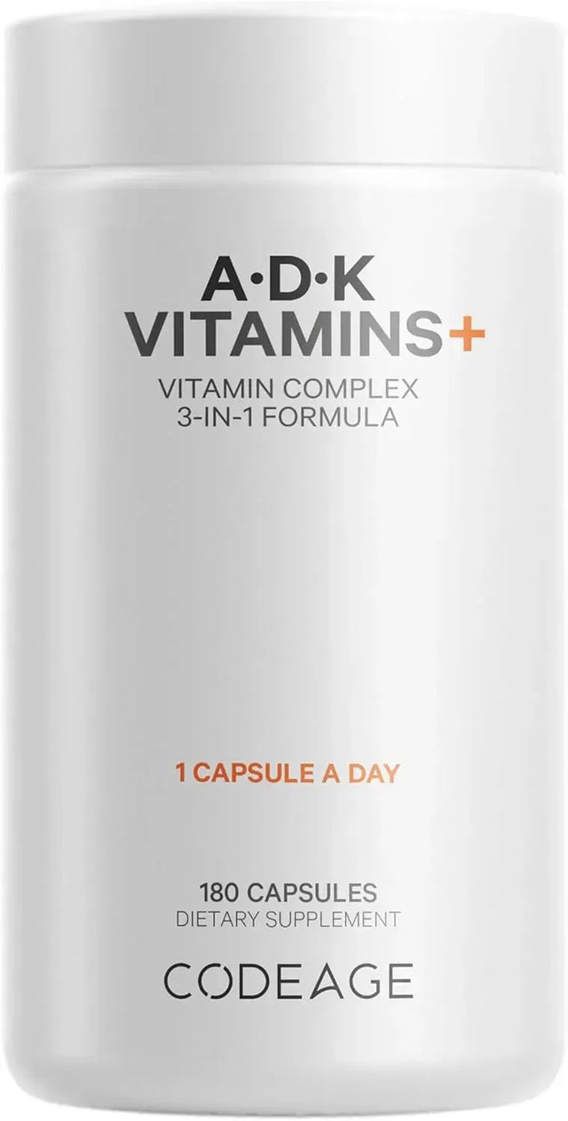 CODEAGE - Codeage ADK Vitamis Vitamin A D3 5000 IU Vitamin K1 & K2 180 Capsulas - The Red Vitamin MX - Suplementos Alimenticios - {{ shop.shopifyCountryName }}