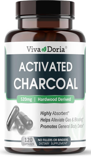 Viva Doria Activated Charcoal 520Mg. 120 Capsulas