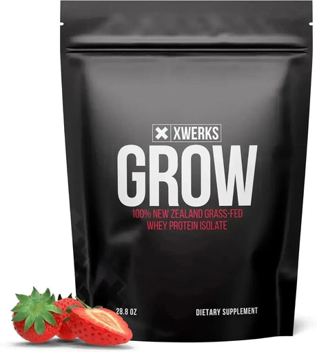XWERKS - Xwerks Grow 100% New Zealand Grass-Fed Whey Protein Strawberry 28.8 Oz. - The Red Vitamin MX - Suplementos Alimenticios - {{ shop.shopifyCountryName }}