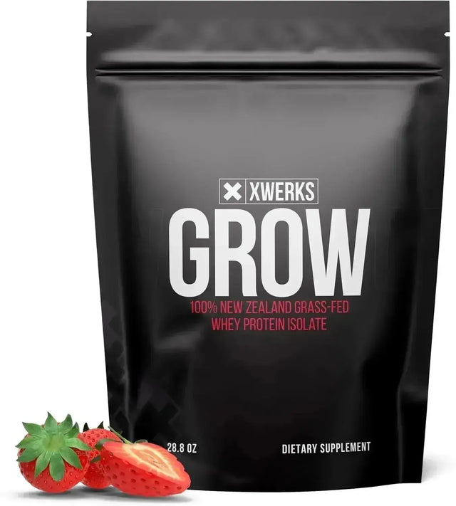 XWERKS - Xwerks Grow 100% New Zealand Grass-Fed Whey Protein Strawberry 28.8 Oz. - The Red Vitamin MX - Suplementos Alimenticios - {{ shop.shopifyCountryName }}