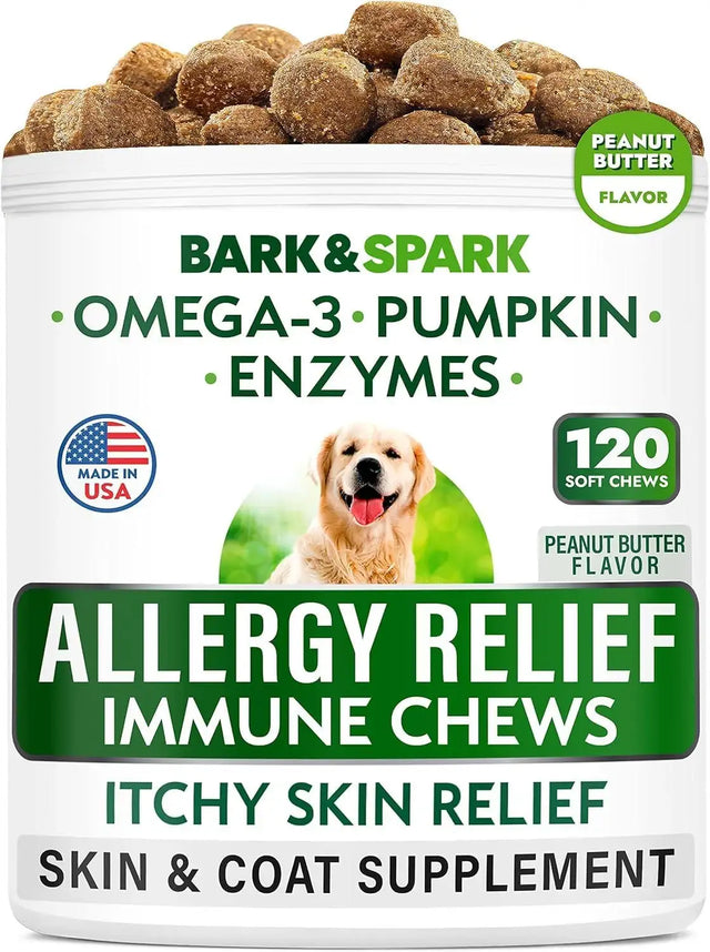 BARK&SPARK - BARK&SPARK Dog Allergy Relief Chews Peanut Butter 120 Masticables - The Red Vitamin MX - Remedios Para La Picazón De Perros - {{ shop.shopifyCountryName }}