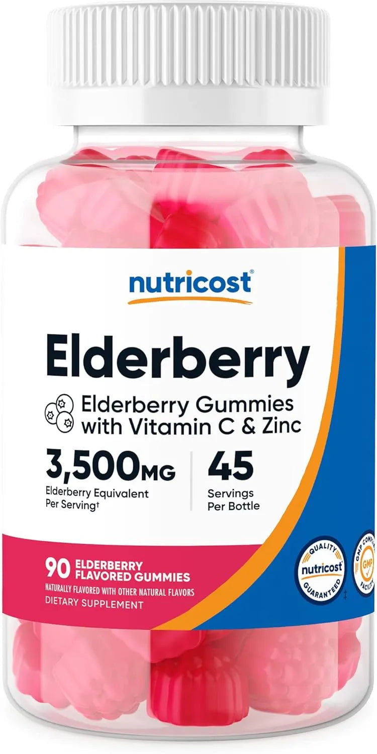 NUTRICOST - Nutricost Elderberry Gummies with Vitamin C & Zinc 90 Gomitas - The Red Vitamin MX - Suplementos Alimenticios - {{ shop.shopifyCountryName }}