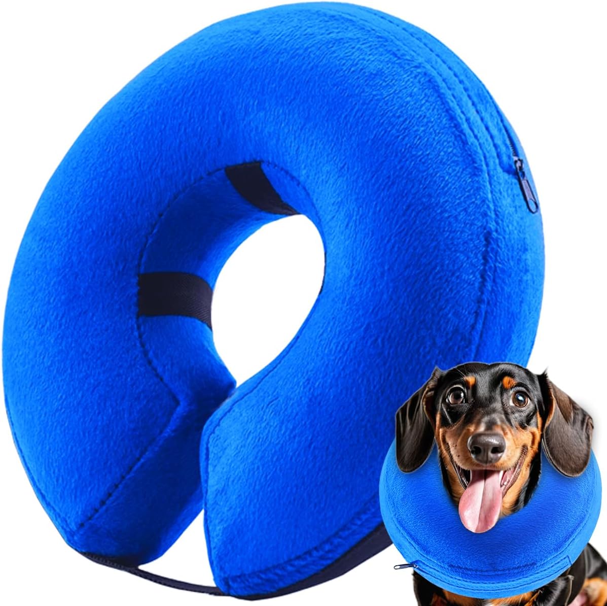 Infisu Soft Dog Cone Collar Inflatable BLUE MEDIUM 8"-12"