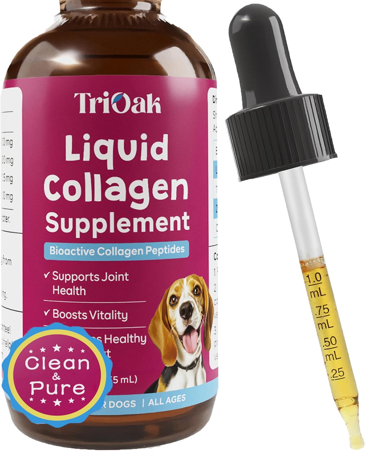 TriOak Liquid Collagen Supplement Drops for Dogs 60Ml.