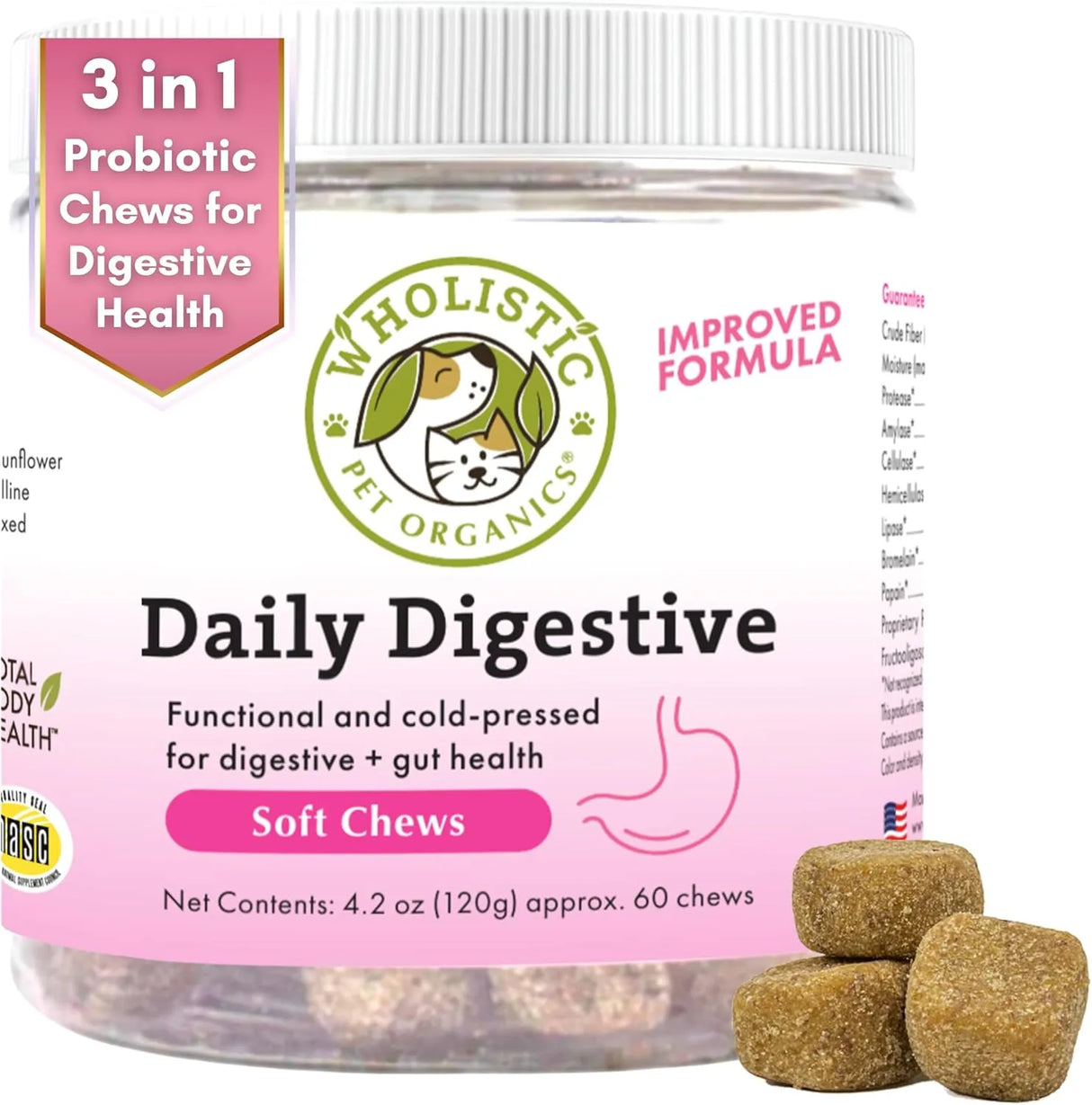 WHOLISTIC PET ORGANICS - Wholistic Pet Organics: Probiotic Chews for Dogs 60 Masticables - The Red Vitamin MX - Probióticos Para Perros - {{ shop.shopifyCountryName }}