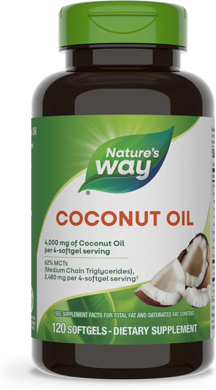 Nature's Way Pure Extra Virgin Coconut Oil 120 Capsulas Blandas