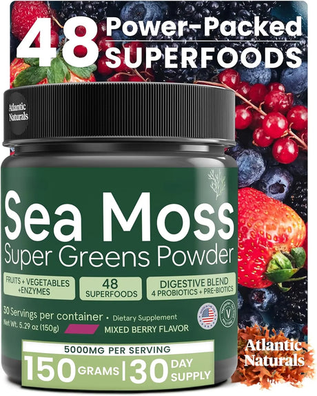 ATLANTIC NATURALS - Atlantic Naturals Organic Sea Moss Super Greens Powder Mixed Berry Flavor 150Gr. - The Red Vitamin MX - Suplementos Alimenticios - {{ shop.shopifyCountryName }}