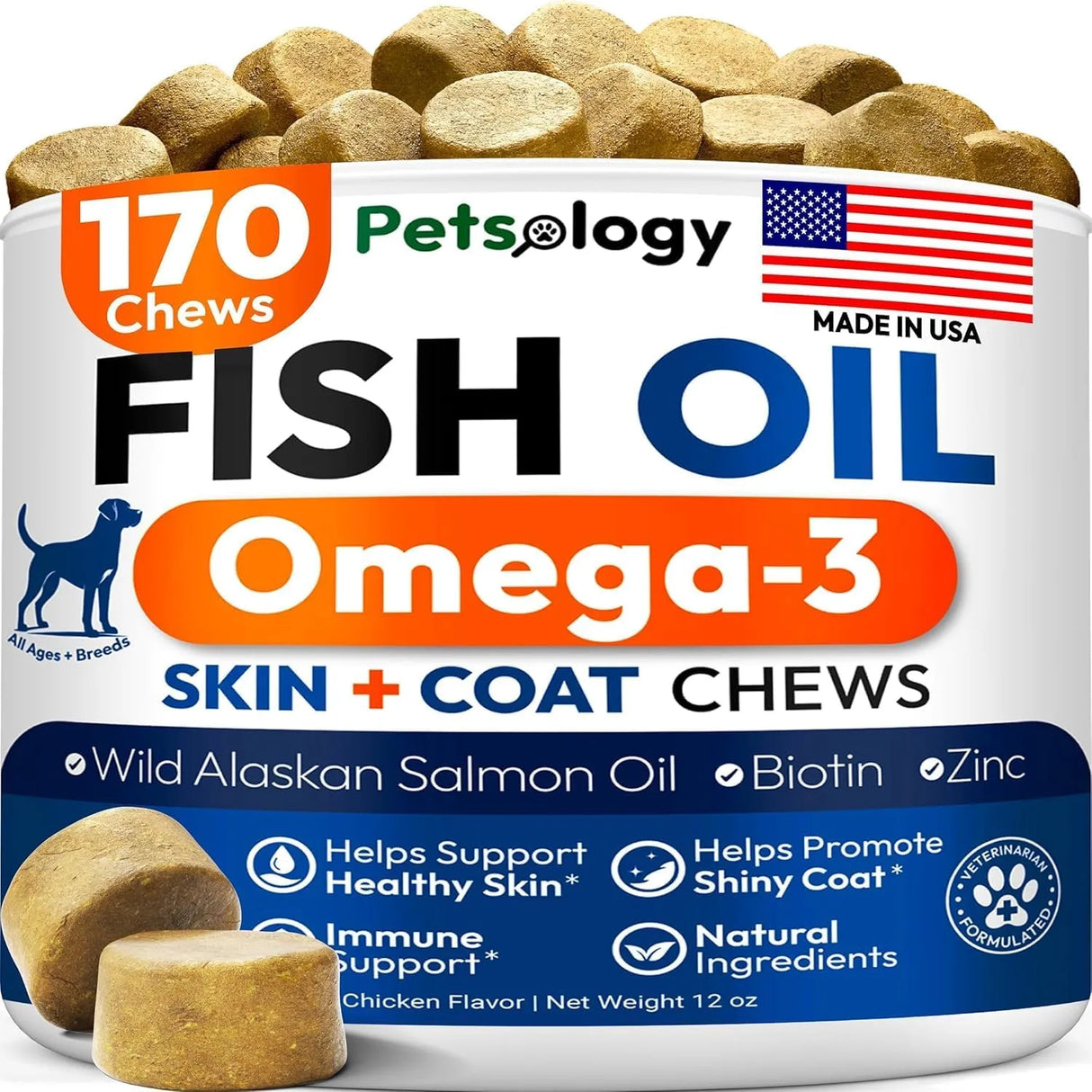 PETSOLOGY - Petsology Omega 3 Fish Oil for Dogs 170 Masticables - The Red Vitamin MX - Aceite De Pescado Para Perros - {{ shop.shopifyCountryName }}