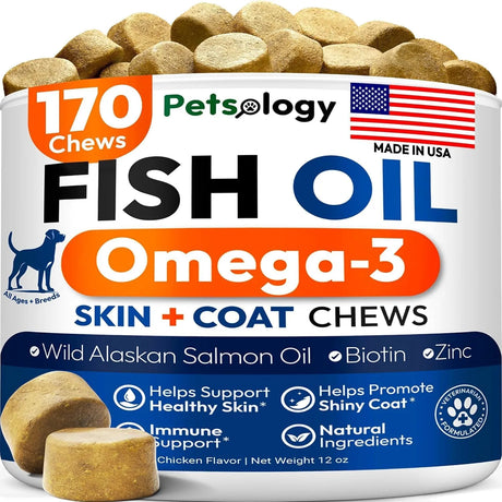 PETSOLOGY - Petsology Omega 3 Fish Oil for Dogs 170 Masticables - The Red Vitamin MX - Aceite De Pescado Para Perros - {{ shop.shopifyCountryName }}