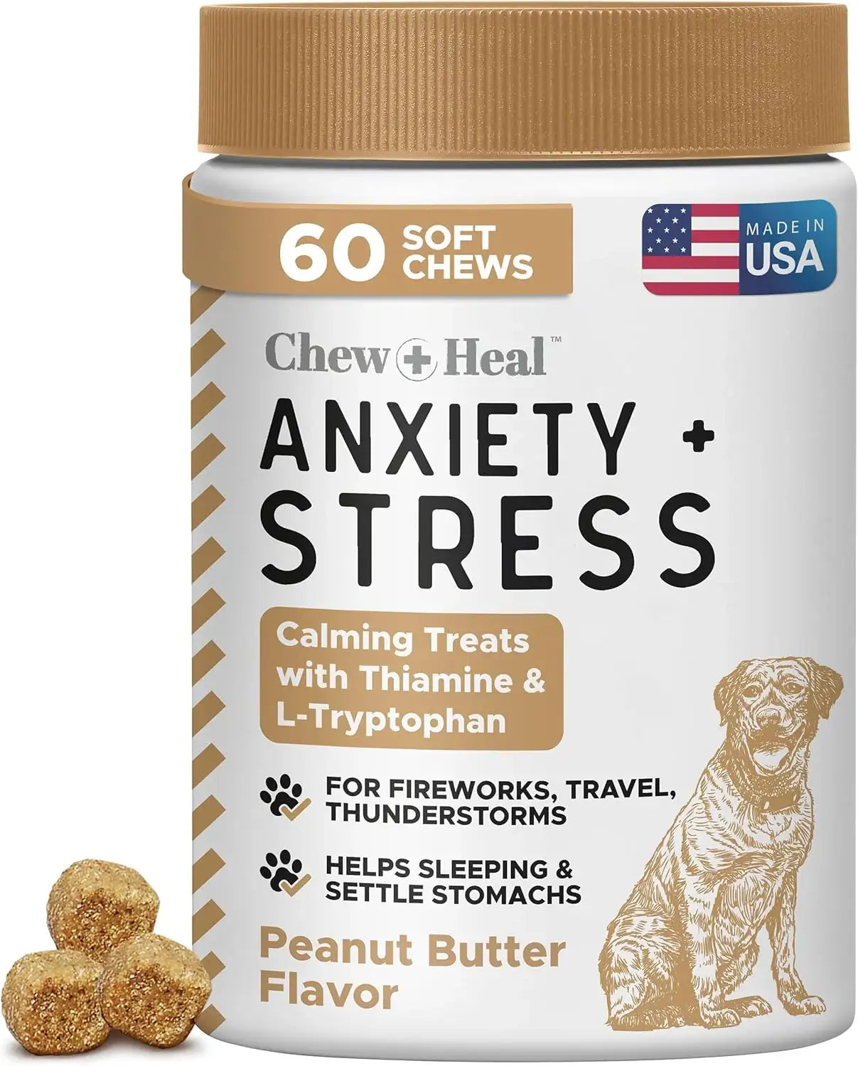 CHEW + HEAL - Chew + Heal Labs Calming Chews for Dogs Peanut Butter 60 Masticables - The Red Vitamin MX - Relajantes Para Perros - {{ shop.shopifyCountryName }}