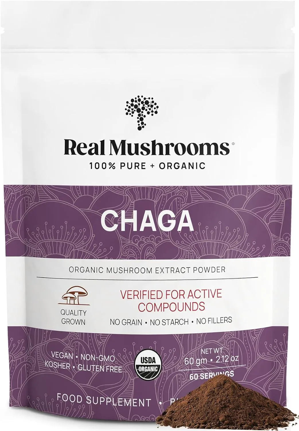 REAL MUSHROOMS - Real Mushrooms Chaga Powder 60Gr. - The Red Vitamin MX - Suplementos Alimenticios - {{ shop.shopifyCountryName }}