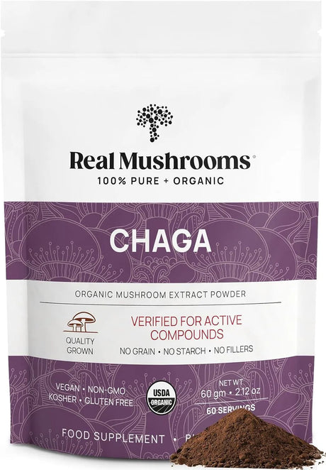 REAL MUSHROOMS - Real Mushrooms Chaga Powder 60Gr. - The Red Vitamin MX - Suplementos Alimenticios - {{ shop.shopifyCountryName }}