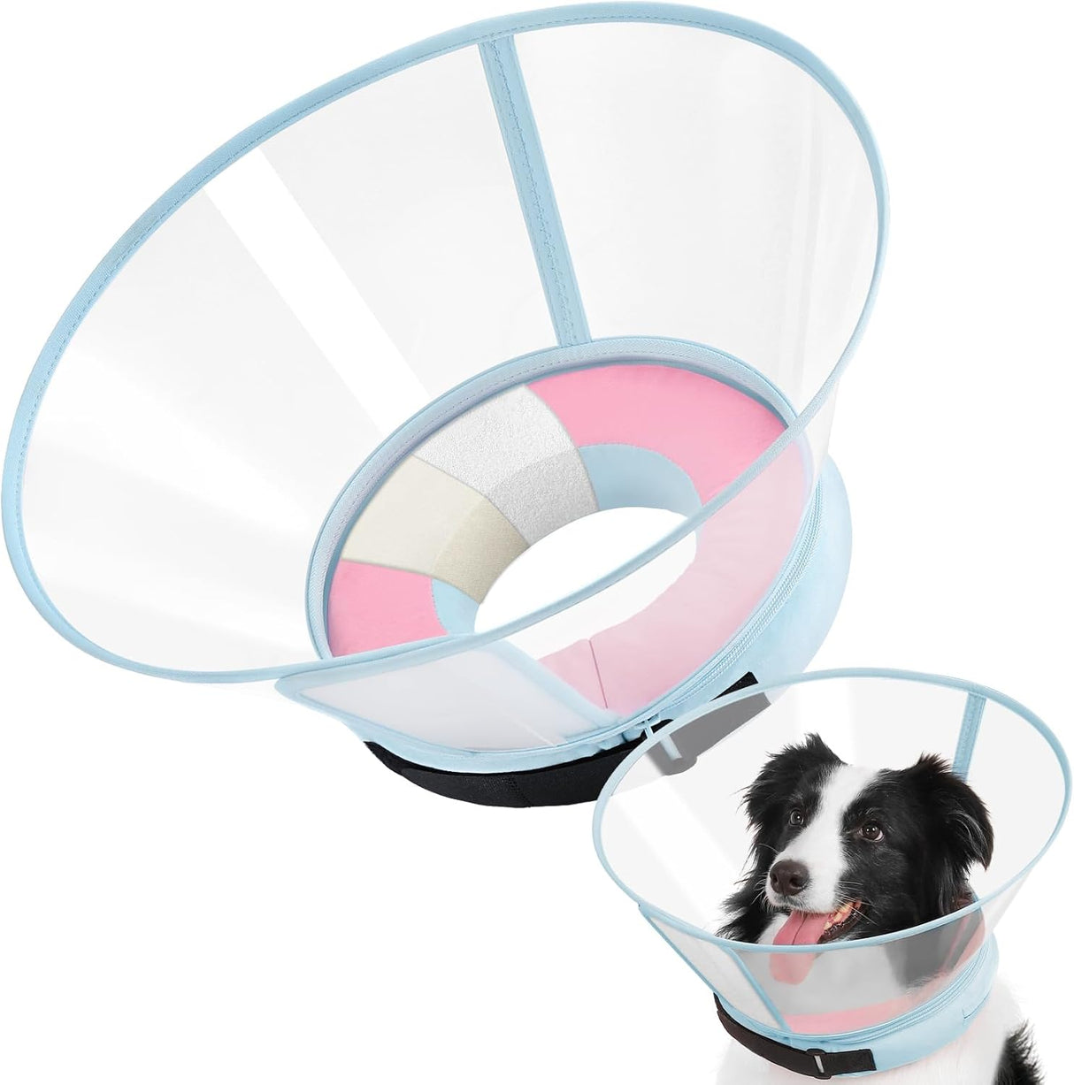 ICOYEA Sponge Core Dog Cone PINK Size 2 Neck: 8.7"- 10.7"