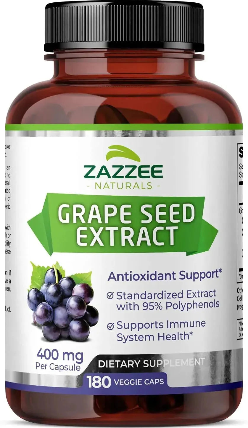 ZAZZEE NATURALS - Zazzee High Strength Grape Seed 50:1 Extract 180 Capsulas - The Red Vitamin MX - Suplementos Alimenticios - {{ shop.shopifyCountryName }}