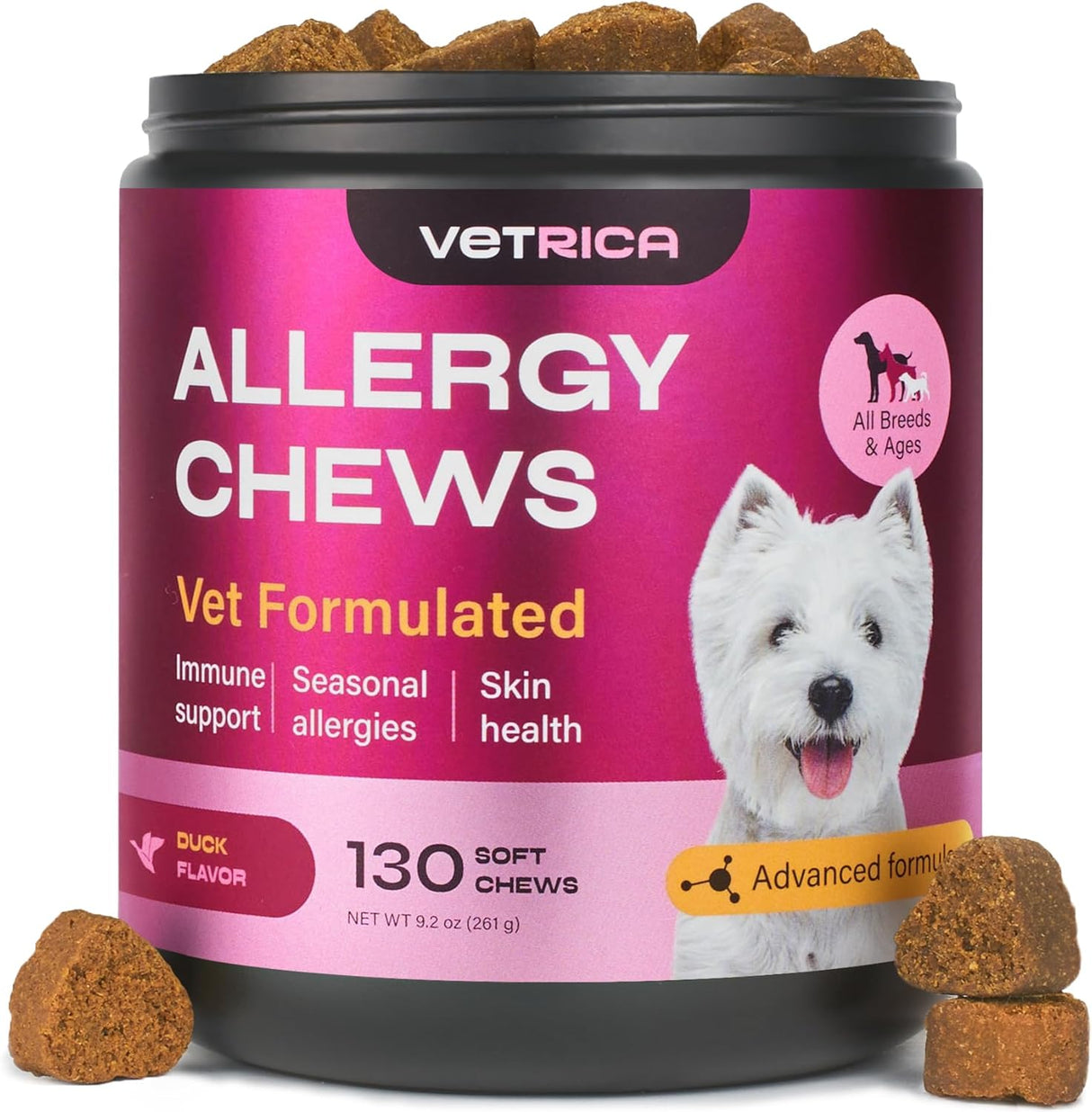 Vetrica Dog Allergy Relief Chews 130 Masticables