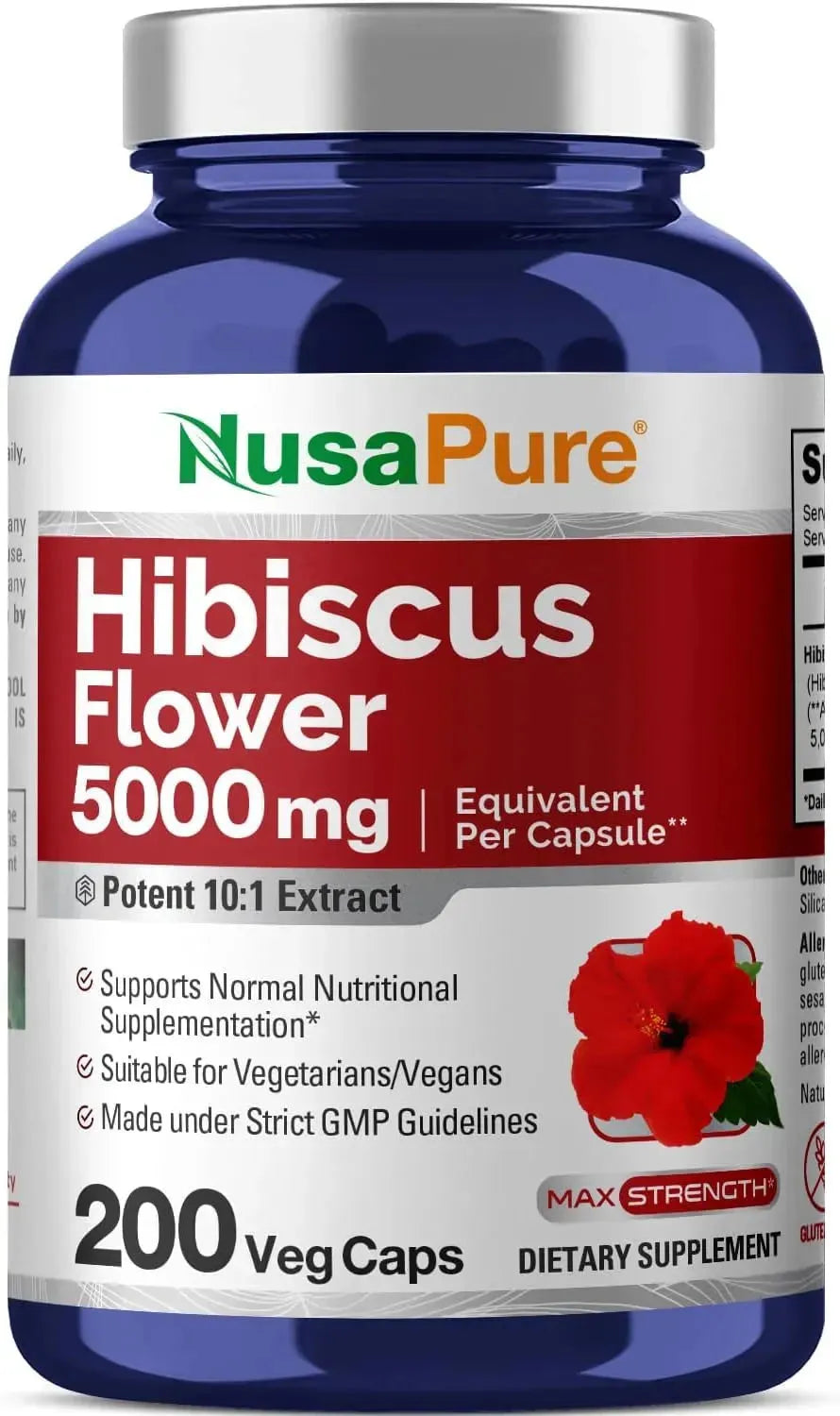 NUSAPURE - NusaPure Hibiscus Flower 5000Mg. 200 Capsulas - The Red Vitamin MX - Suplementos Alimenticios - {{ shop.shopifyCountryName }}