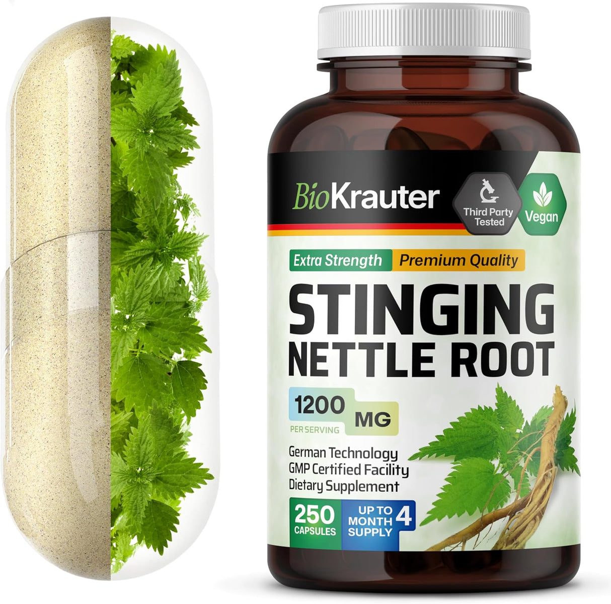 BIOKRAUTER - BIO KRAUTER Stinging Nettle 1200Mg. 250 Capsulas - The Red Vitamin MX - Suplementos Alimenticios - {{ shop.shopifyCountryName }}