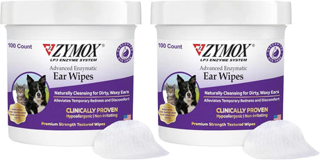 ZYMOX - Zymox Advanced Enzymatic Ear Wipes for Dogs and Cats 100 Toallitas 2 Pack - The Red Vitamin MX - Cuidado Del Oído De Perros - {{ shop.shopifyCountryName }}