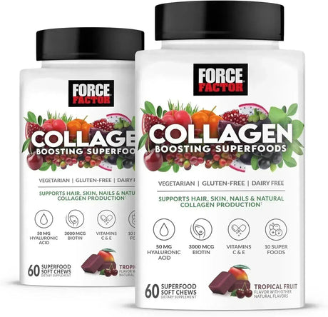 FORCE FACTOR - Force Factor Collagen Boosting Superfoods 60 Masticables 2 Pack - The Red Vitamin MX - Suplementos Alimenticios - {{ shop.shopifyCountryName }}