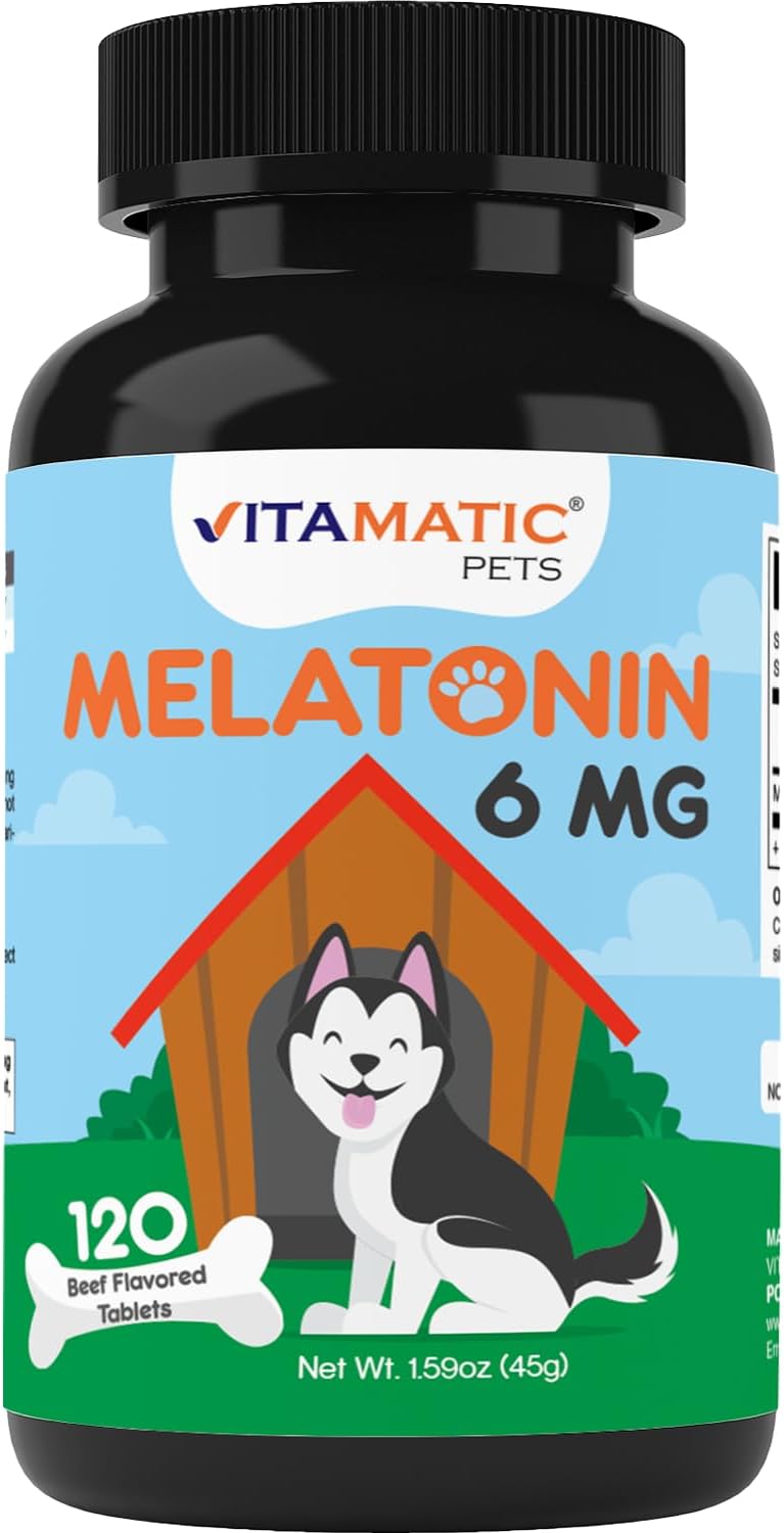 Vitamatic Melatonin for Dogs Beef Flavor 6Mg. 120 Tabletas Masticables