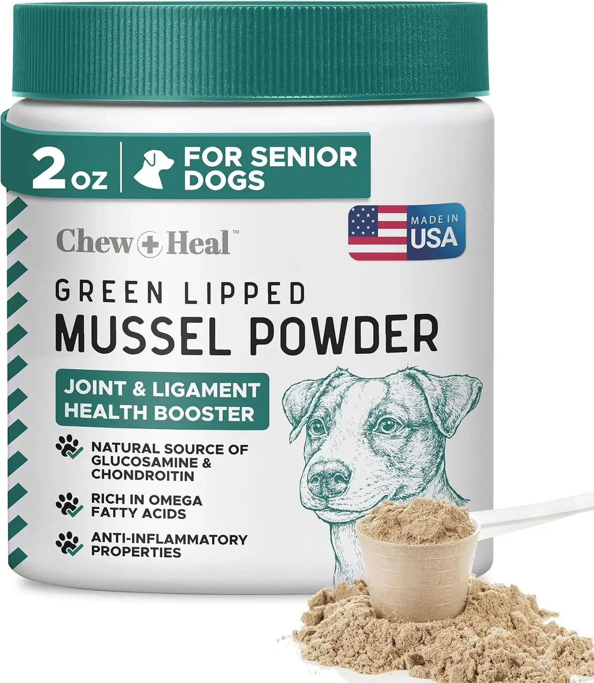 CHEW + HEAL - Chew + Heal Labs Green Lipped Mussel for Dogs 2 Oz. - The Red Vitamin MX - Cuidado De Cadera Y Articulaciones Para Perros - {{ shop.shopifyCountryName }}
