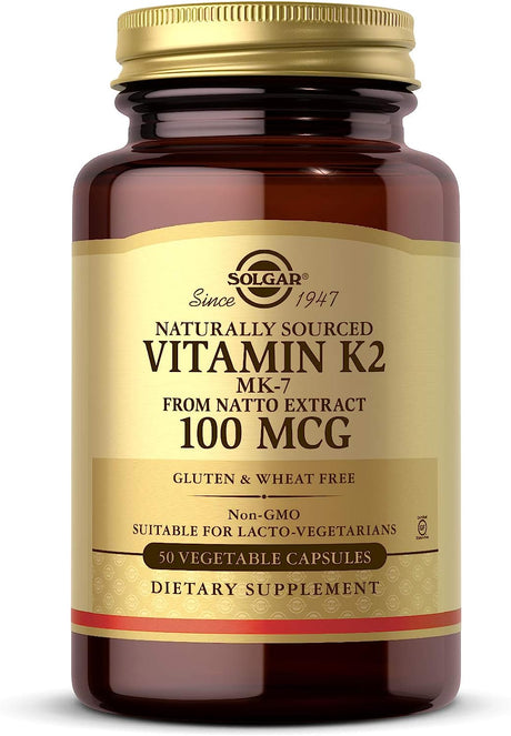 Solgar Vitamin K2 MK7 100mcg 50 Capsulas - The Red Vitamin MX - Suplementos Alimenticios - SOLGAR