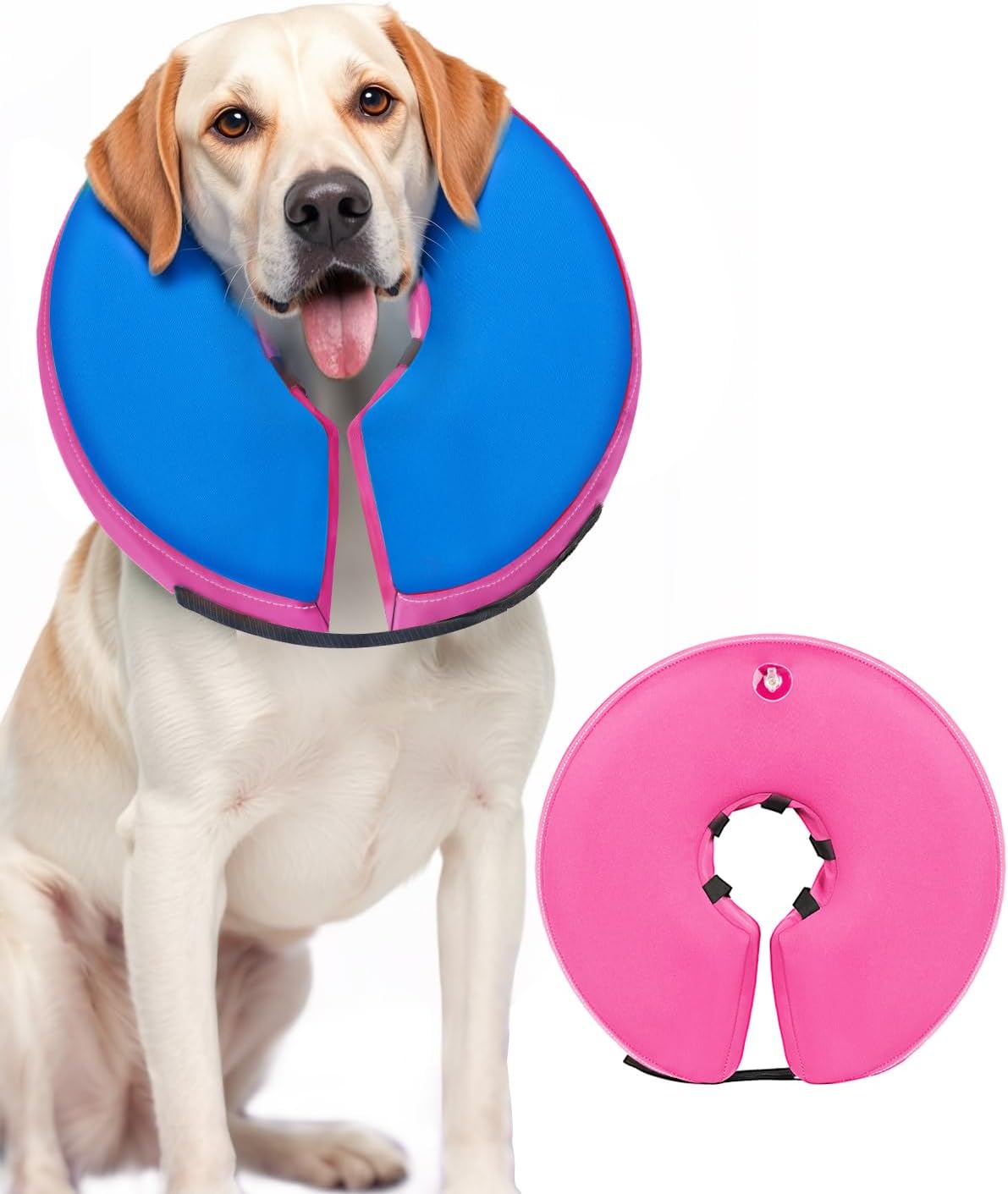 MIDOG Inflatable Dog Cone Collar PinkBlue XLARGE Neck 18"-24"