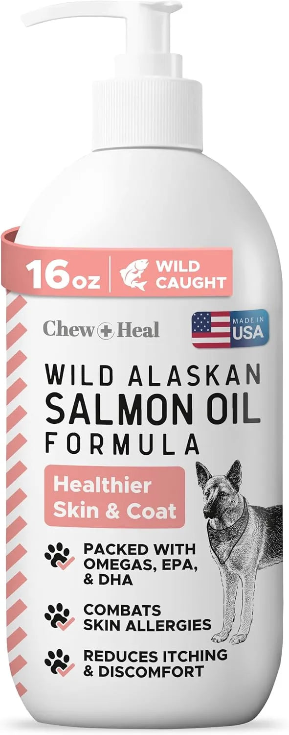 CHEW + HEAL - Chew + Heal Labs Wild Alaskan Salmon Fish Oil for Dogs 16 Fl.Oz. - The Red Vitamin MX - Aceite De Pescado Para Perros - {{ shop.shopifyCountryName }}