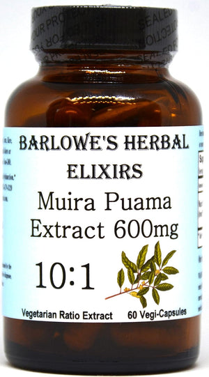 Barlowe's Herbal Elixirs Muira Puama 10:1 Extract 600Mg. 60 Capsulas