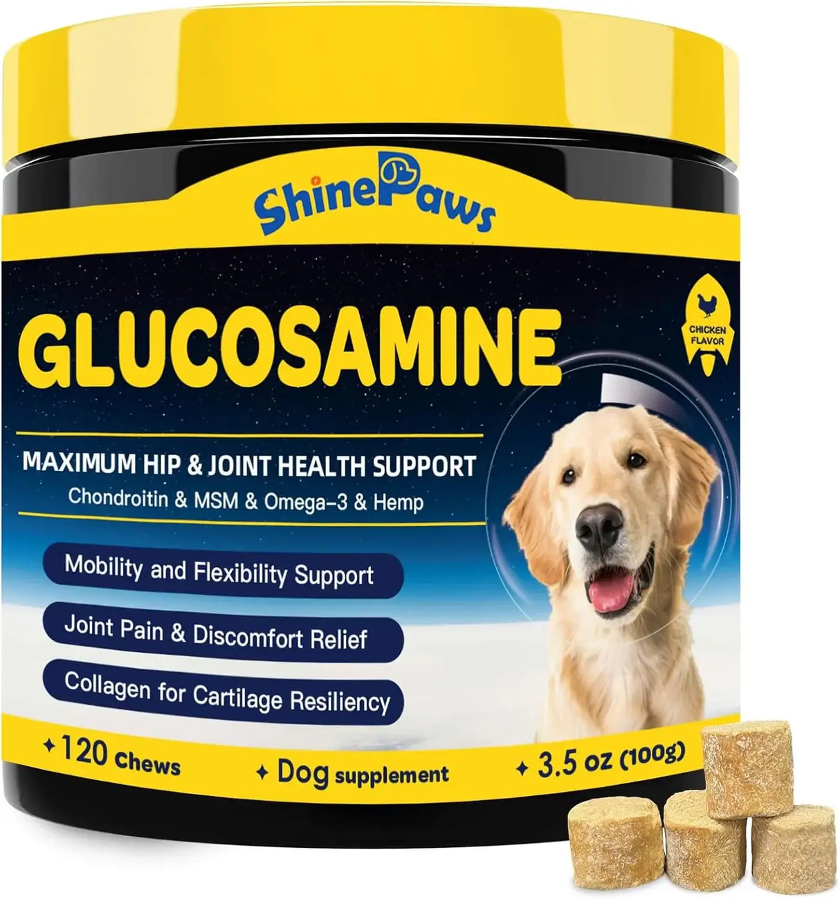 SHINEPAWS - SHINEPAWS Glucosamine for Dogs 120 Masticables - The Red Vitamin MX - Cuidado De Cadera Y Articulaciones Para Perros - {{ shop.shopifyCountryName }}
