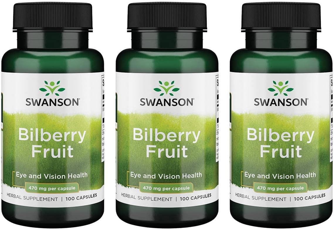 Swanson Bilberry Fruit 470Mg. 100 Capsulas 3 Pack