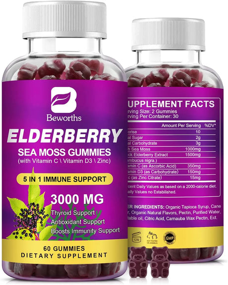 B BEWORTHS - B BEWORTHS Elderberry Gummies & Irish Sea Moss 60 Gomitas - The Red Vitamin MX - Suplementos Alimenticios - {{ shop.shopifyCountryName }}