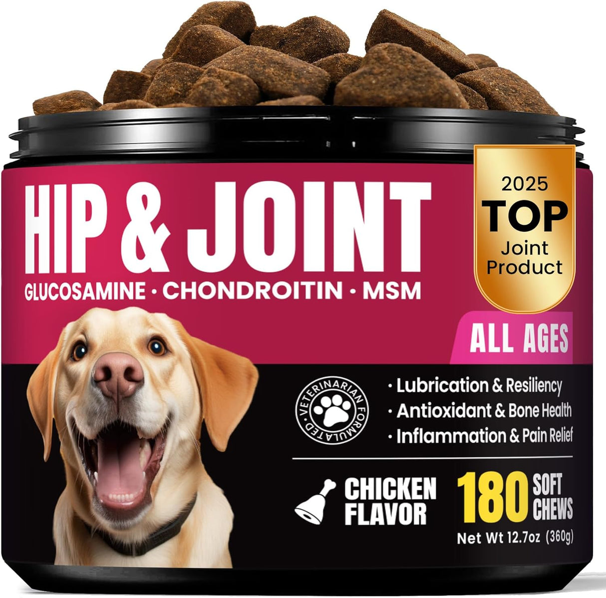 BuddyCheer Glucosamine for Dogs Hip and Joint Supplement Chews 180 Masticables