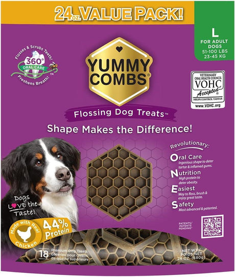 YUMMY COMBS - Yummy Combs Dental Treats for Large Dogs 18 Piezas - The Red Vitamin MX - Cuidado Dental Para Perros - {{ shop.shopifyCountryName }}