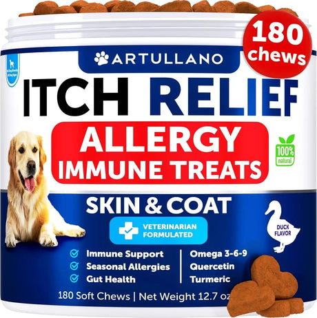 ARTULLANO - Artullano Dog Allergy Relief Chews Duck 180 Masticables - The Red Vitamin MX - Remedios Para La Picazón De Perros - {{ shop.shopifyCountryName }}