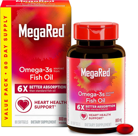 MEGARED - MegaRed Omega 3 Fish Oil 800Mg. 80 Capsulas Blandas - The Red Vitamin MX - Suplementos Alimenticios - {{ shop.shopifyCountryName }}