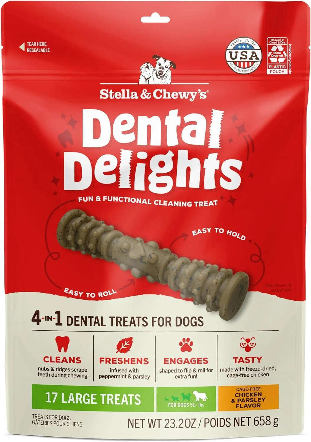 STELLA & CHEWY'S - Stella & Chewy's Dental Delights with Freeze-Dried Chicken Large Treats 658Gr. - The Red Vitamin MX - Cuidado Dental Para Perros - {{ shop.shopifyCountryName }}