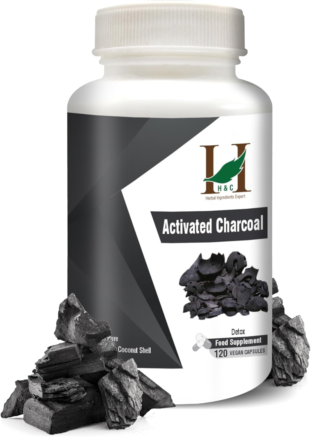 H&C HERBAL INGREDIENTS EXPERT Activated Charcoal 350Mg. 120 Capsulas