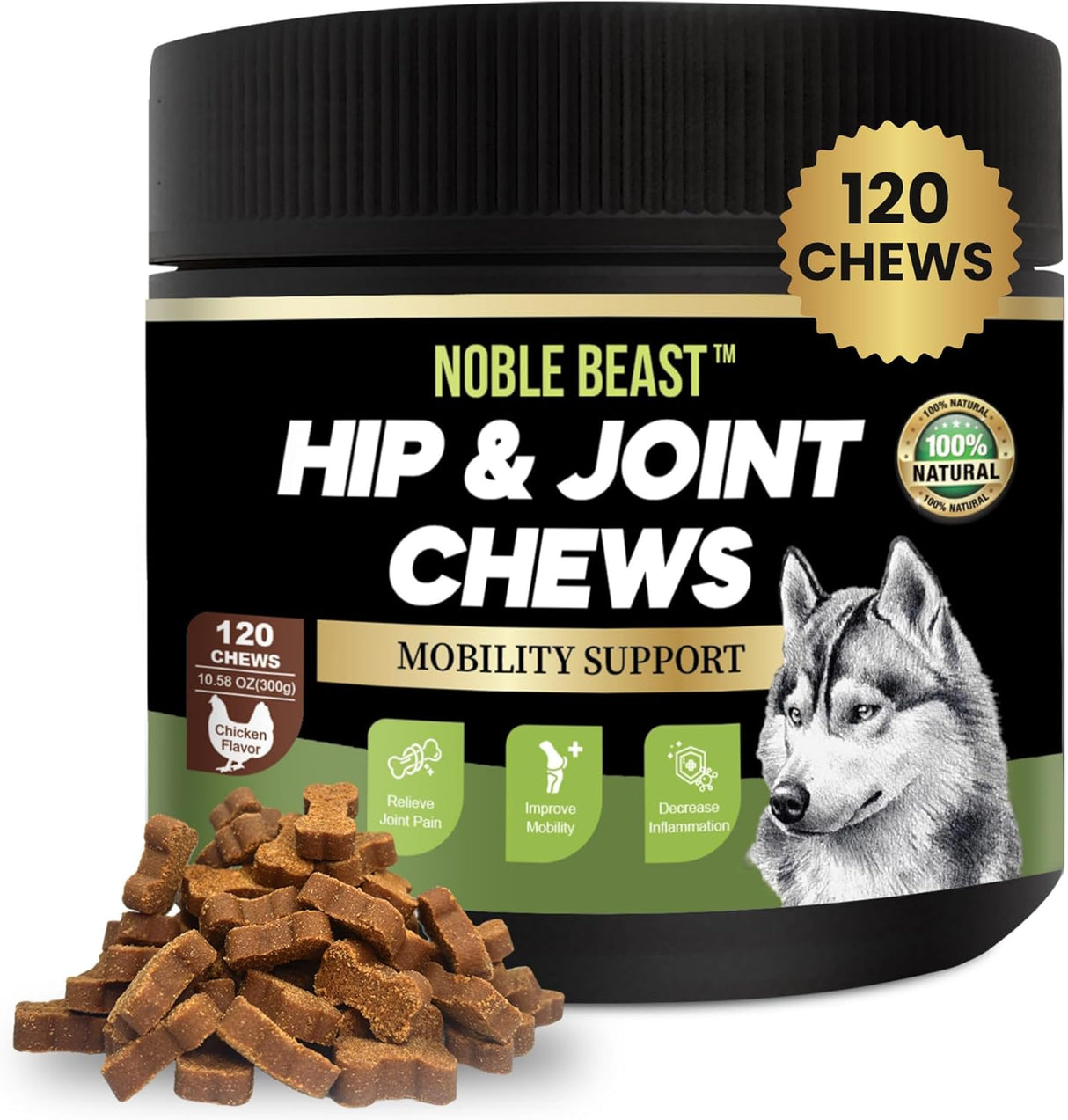 Noble Beast Dog Joint Supplement Chicken Flavor 120 Masticables
