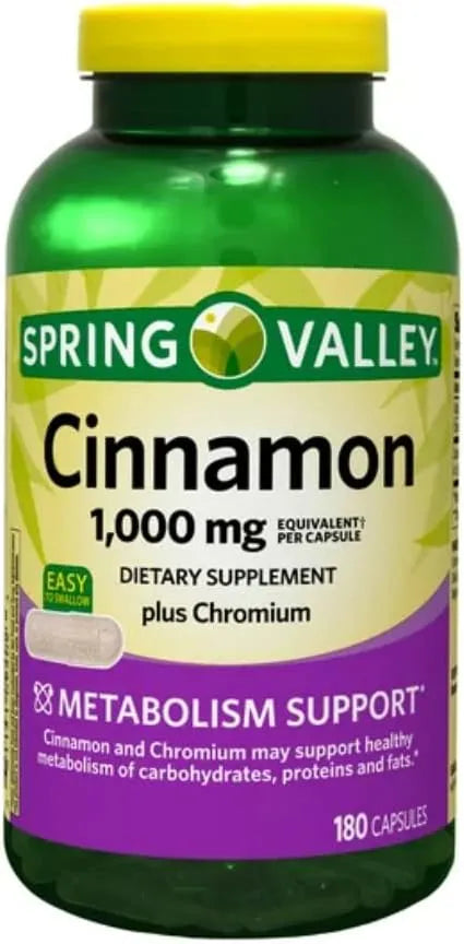 SPRING VALLEY - Spring Valley Cinnamon 1000Mg. 180 Capsulas - The Red Vitamin MX - Suplementos Alimenticios - {{ shop.shopifyCountryName }}