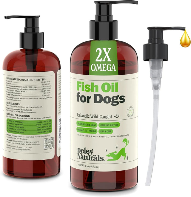DELEY NATURALS - Deley Naturals Dog Fish Oil Icelandic 2X Omega 16 Fl.Oz. - The Red Vitamin MX - Aceite De Pescado Para Perros - {{ shop.shopifyCountryName }}