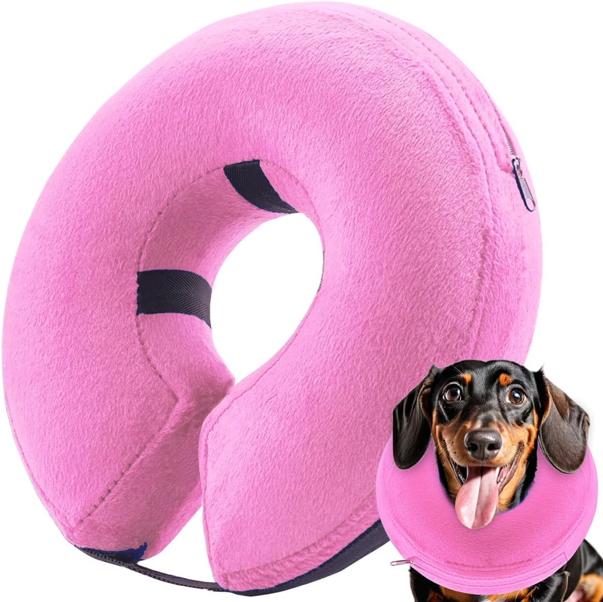 Infisu Soft Dog Cone Collar Inflatable PINK MEDIUM 8"-12"