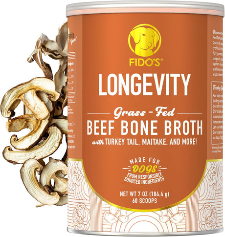 FIDO'S - Fido's Longevity Bone Broth for Dogs Turkey Tail + Maitake Mushroom 60 Servicios 184Gr. - The Red Vitamin MX - Suplementos Herbales Para Perros - {{ shop.shopifyCountryName }}