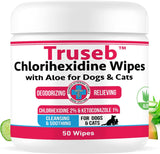 Truseb Topical Ketoconazole and Chlorhexidine Wipes for Dogs Cats and Horses 50 Toallitas
