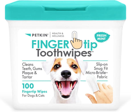 PETKIN - Petkin Fingertip Tooth Wipes for Dogs and Cats Fresh Mint 100 Toallitas - The Red Vitamin MX - Cuidado Dental Para Perros - {{ shop.shopifyCountryName }}