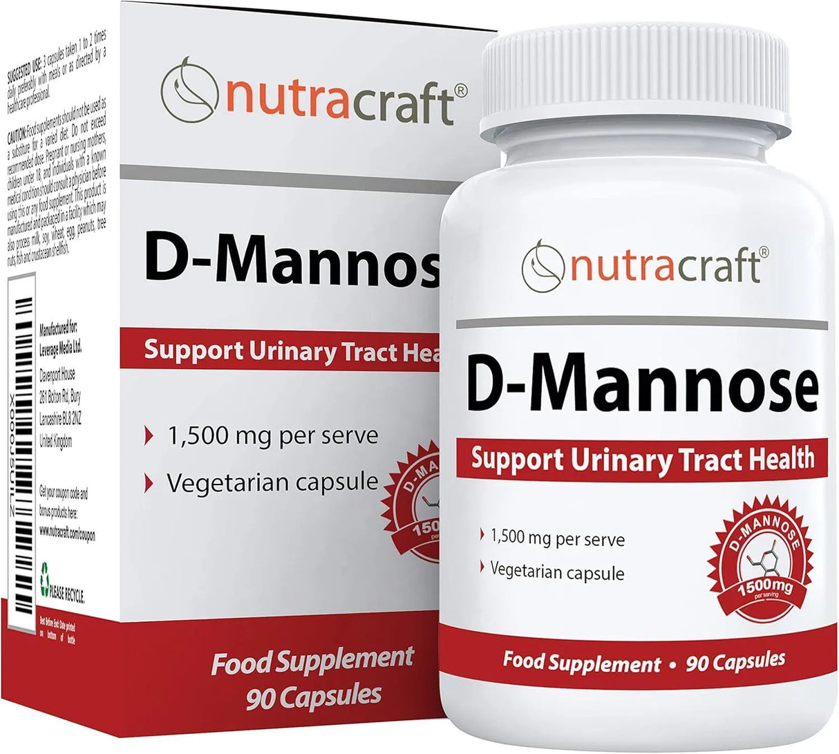 NUTRACRAFT - Nutracraft Pure D-Mannose 1500Mg. 90 Capsulas - The Red Vitamin MX - Suplementos Alimenticios - {{ shop.shopifyCountryName }}